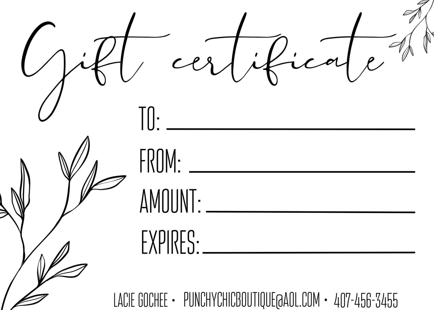 Gift certificate ✨