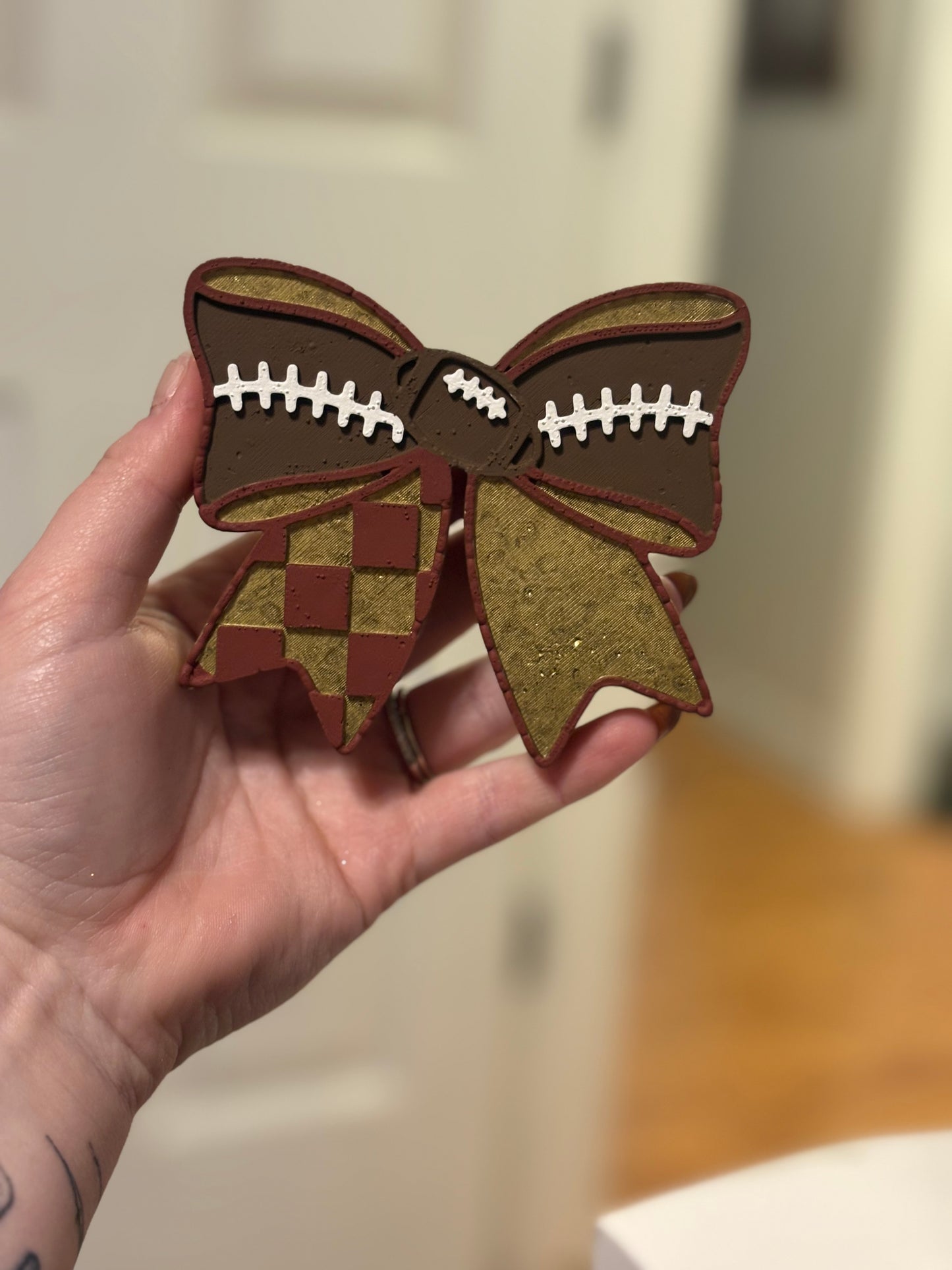 Checkered Football Bow