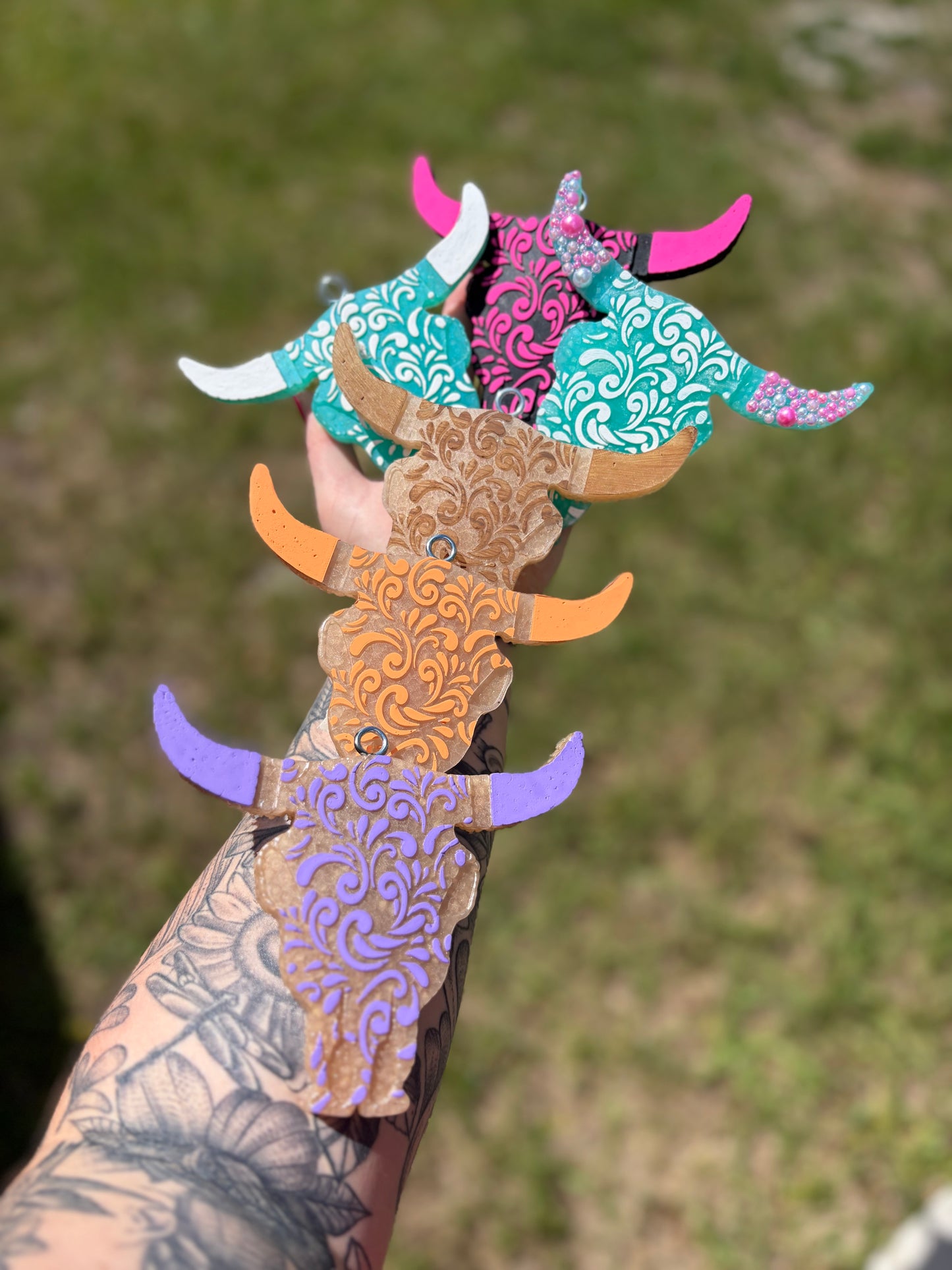 Tooled Bull Skull