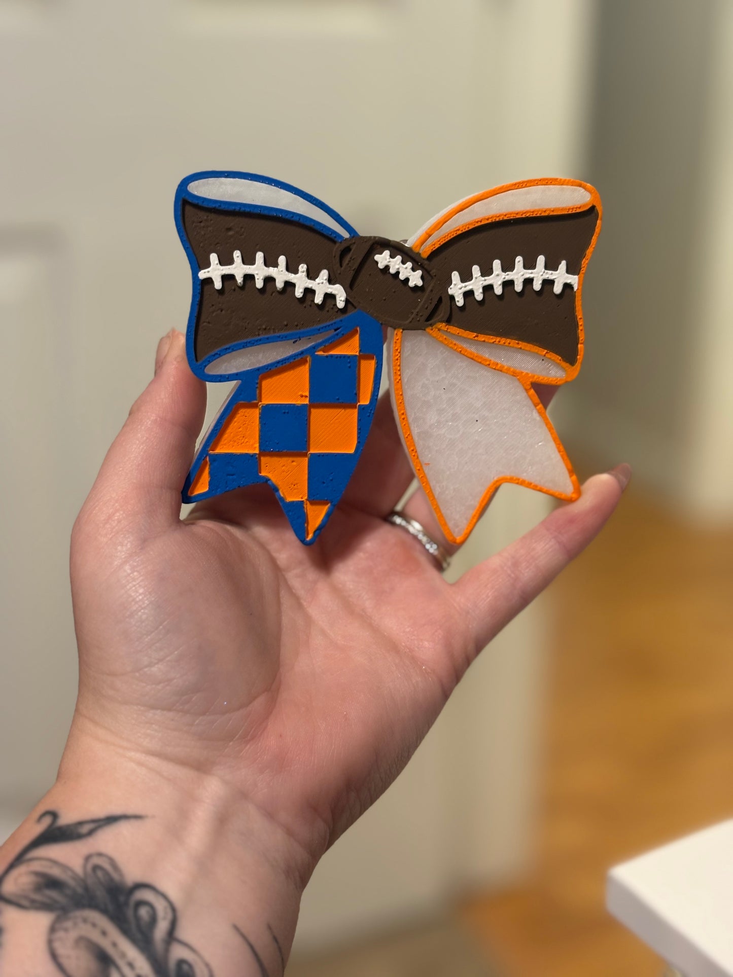 Checkered Football Bow
